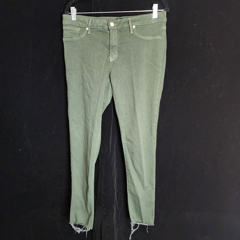 Just Black Green Raw Edge Cropped Jeans (32)